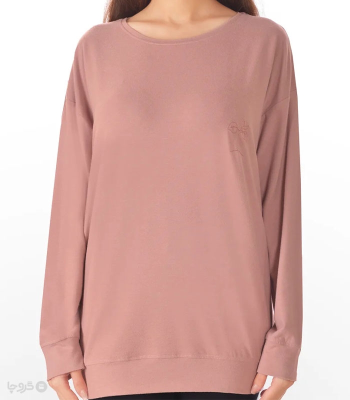 تیشرت آستین بلند زنانه نخی ناربن کد WT3981 طرح جوانه