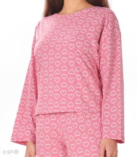 تیشرت آستین بلند زنانه ناربن کدWT3961 طرح دل بند