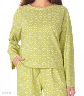 تیشرت آستین بلند زنانه ناربن کدWT3961 طرح دل بند