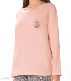 تیشرت آستین بلند زنانه نخی ناربن کد WT3946 طرح باغچه