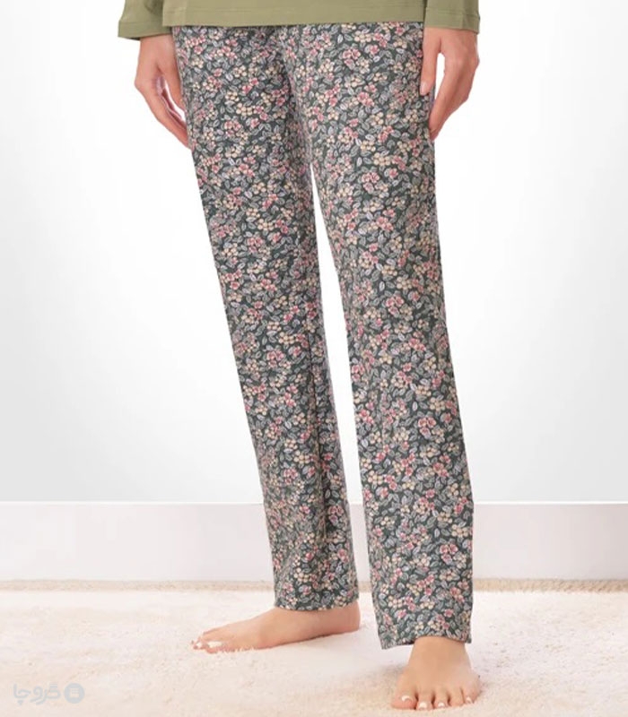 شلوار زنانه نخی ناربن کد WP3946 طرح باغچه 