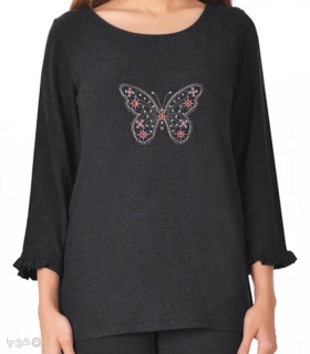 تیشرت آستین بلند زنانه ناربن کد WT3974 طرح پروانه بزرگ