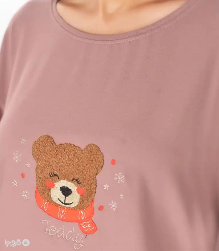 تیشرت آستین بلند زنانه ناربن کد WT3979 طرح تدی