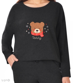 تیشرت آستین بلند زنانه ناربن کد WT3979 طرح تدی