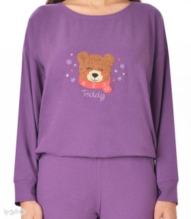 تیشرت آستین بلند زنانه ناربن کد WT3979 طرح تدی