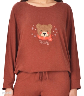 تیشرت آستین بلند زنانه ناربن کد WT3979 طرح تدی