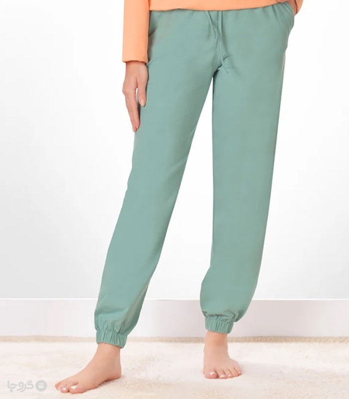 شلوار زنانه نخی ناربن کد WP3970 طرح گربه ناز