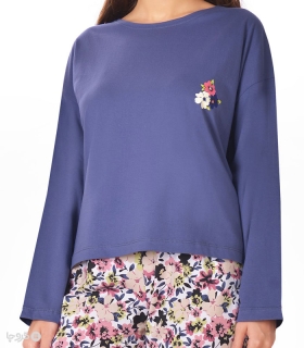 تیشرت آستین بلند زنانه نخی ناربن کد WT3983 طرح گلنوش