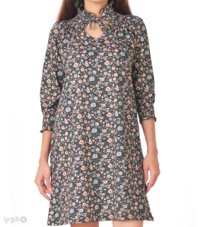 پیراهن آستین بلند زنانه نخی ناربن کد WD3957 طرح نقشینه