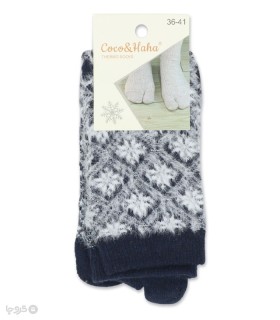 خرید جوراب پشمی ساقدار زنانه انگشتی کوکو اند هانا طرح کریسمسی