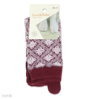 خرید جوراب پشمی ساقدار زنانه انگشتی کوکو اند هانا طرح کریسمسی