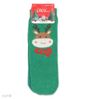 خرید جوراب پشمی نیم ساق زنانه کوکو اند هانا طرح گوزن حندان