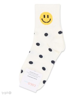 خرید جوراب نیم ساق زنانه کوکو اند هانا طرح صورتک خندان خالخالی