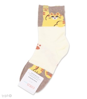 جوراب نیم ساق زنانه کوکو اند هانا طرح گربه مؤدب
