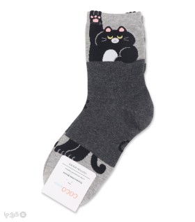 خرید جوراب نیم ساق زنانه کوکو اند هانا طرح گربه مؤدب