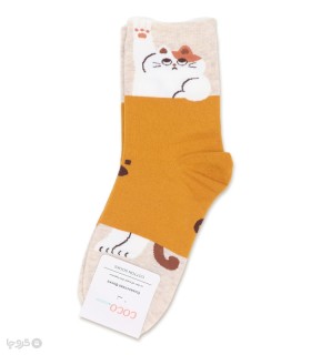 خرید جوراب نیم ساق زنانه کوکو اند هانا طرح گربه مؤدب