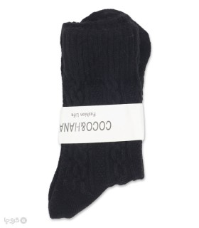 جوراب پشمی ساقدار زنانه کوکو اند هانا طرح ژاکارد زنجیری