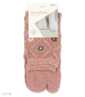 خرید جوراب پشمی ساقدار زنانه انگشتی کوکو اند هانا طرح گل ریز