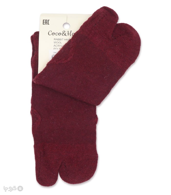 جوراب پشمی ساقدار زنانه انگشتی کوکو اند هانا طرح گل ریز