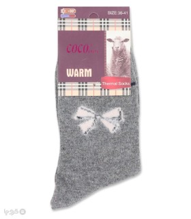 خرید جوراب پشمی ساقدار زنانه کوکو اند هانا طرح پاپیون سفید