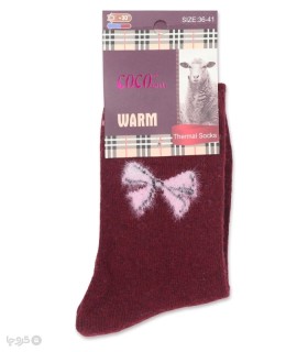 خرید جوراب پشمی ساقدار زنانه کوکو اند هانا طرح پاپیون سفید