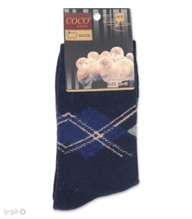خرید جوراب پشمی حوله‌ای Coco & Hana ساقدار مردانه طرح آرگایل A خاکی