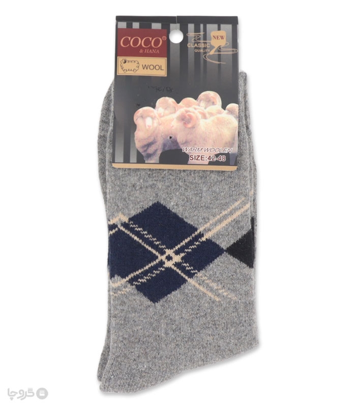 جوراب پشمی حوله‌ای Coco & Hana ساقدار مردانه طرح آرگایل A