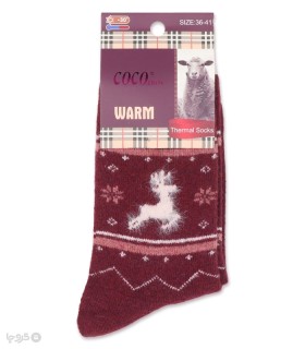 خرید جوراب پشمی ساقدار زنانه Coco & Hana طرح گوزن موهر