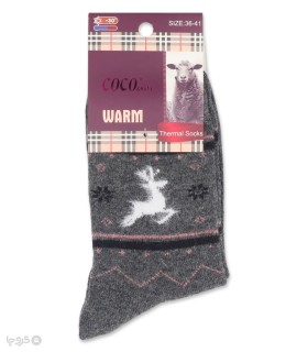 خرید جوراب پشمی ساقدار زنانه Coco & Hana طرح گوزن موهر
