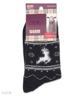 خرید جوراب پشمی ساقدار زنانه Coco & Hana طرح گوزن موهر