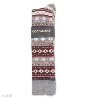 خرید جوراب پشمی حوله‌ای زیر زانو زنانه کوکو اند هانا طرح لوزی