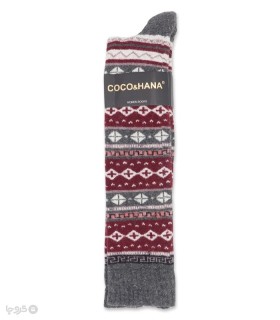 خرید جوراب پشمی حوله‌ای زیر زانو زنانه کوکو اند هانا طرح لوزی