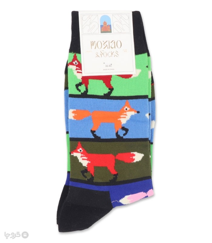 خرید جوراب ساقدار زنانه ماکسیو طرح روباه رنگی