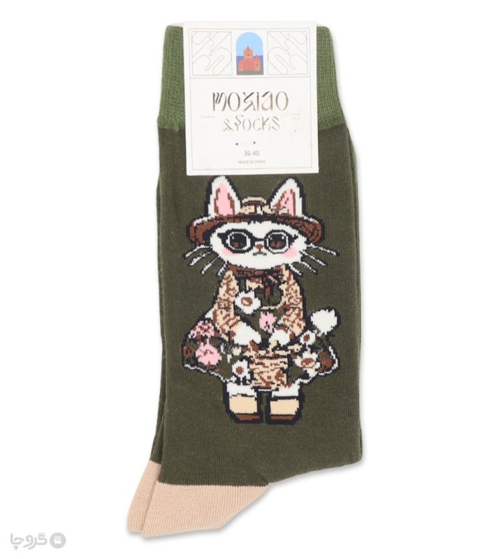 خرید جوراب ساقدار زنانه ماکسیو طرح گربه توریست