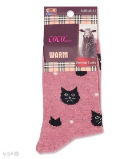 خرید جوراب پشمی ساقدار زنانه کوکو اند هانا طرح Cat