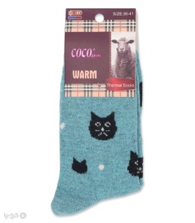 خرید جوراب پشمی ساقدار زنانه کوکو اند هانا طرح Cat