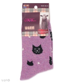 خرید جوراب پشمی ساقدار زنانه کوکو اند هانا طرح Cat