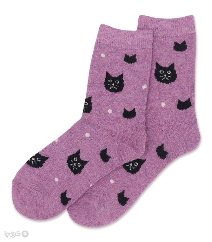 جوراب پشمی ساقدار زنانه کوکو اند هانا طرح Cat