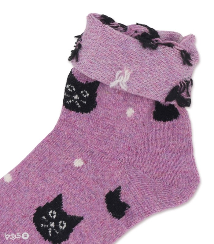 جوراب پشمی ساقدار زنانه کوکو اند هانا طرح Cat