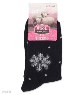 خرید جوراب پشمی ساقدار زنانه طرح دونه برف کریسمسی