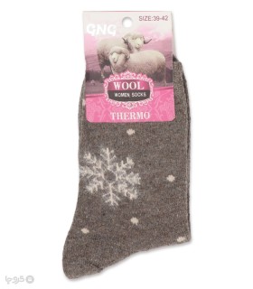 خرید جوراب پشمی ساقدار زنانه طرح دونه برف کریسمسی