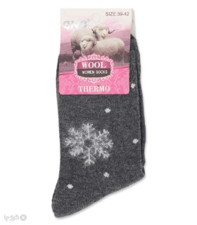 خرید جوراب پشمی ساقدار زنانه طرح دونه برف کریسمسی