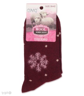 خرید جوراب پشمی ساقدار زنانه طرح دونه برف کریسمسی