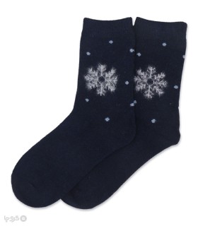 جوراب پشمی ساقدار زنانه طرح دونه برف کریسمسی