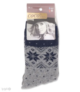 خرید جوراب پشمی ساقدار زنانه کوکو اند هانا طرح شکوفه خالخالی