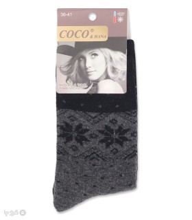 خرید جوراب پشمی ساقدار زنانه کوکو اند هانا طرح شکوفه خالخالی