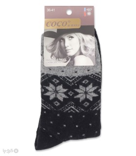 خرید جوراب پشمی ساقدار زنانه کوکو اند هانا طرح شکوفه خالخالی