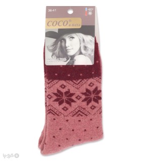 خرید جوراب پشمی ساقدار زنانه کوکو اند هانا طرح شکوفه خالخالی