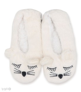 خرید پاپوش پشمی گوشدار کف استپدار طرح خرگوش خوابالو