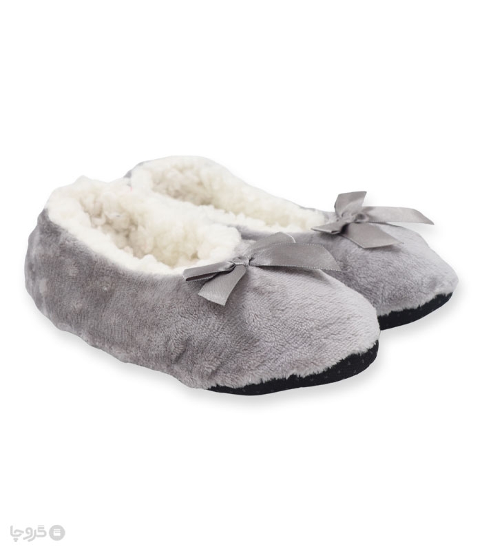 پاپوش پشمی پاپیون دار کف استپدار ساده